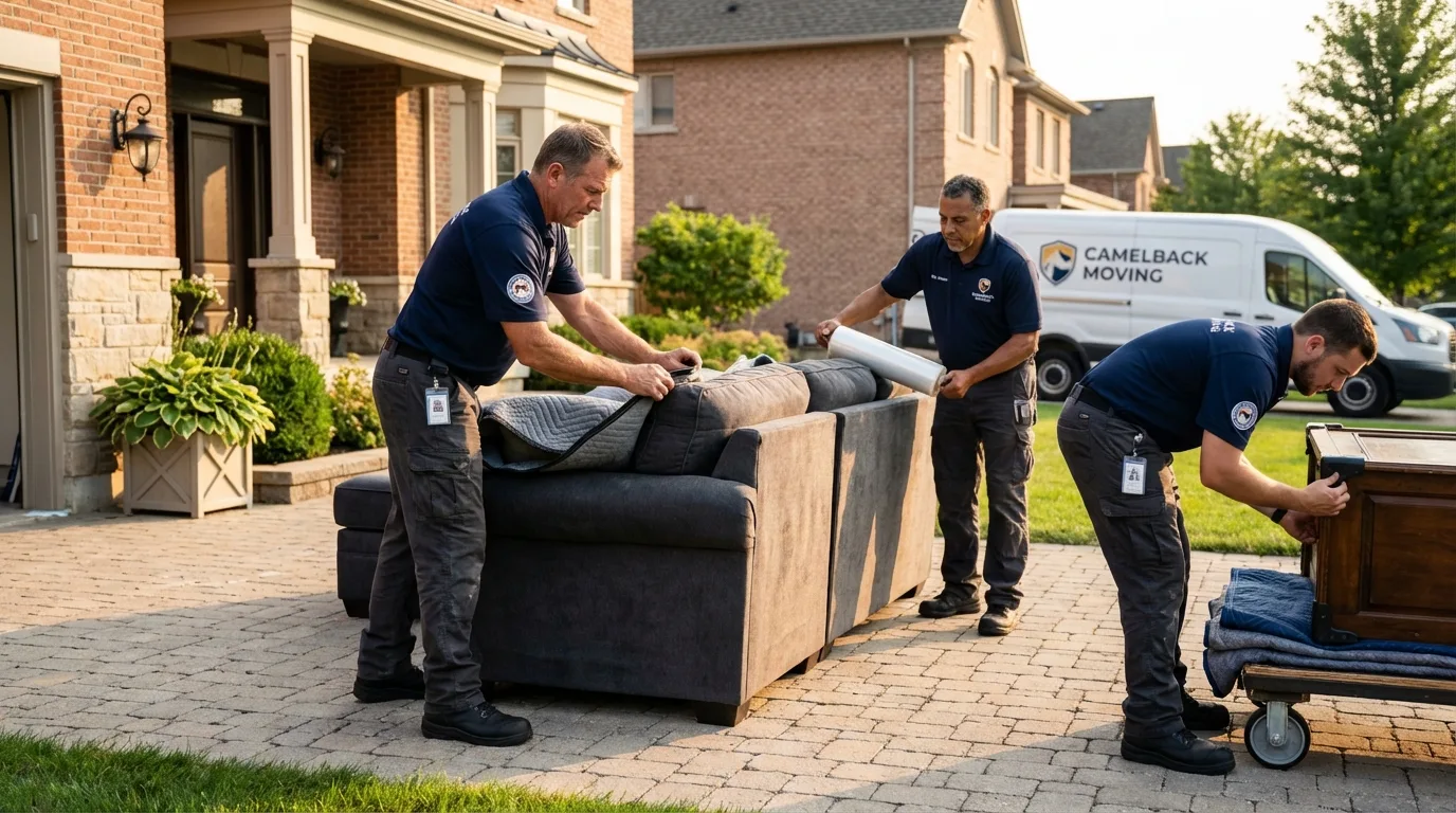Large estate moving crew wrapping furniture in Pembroke, NC